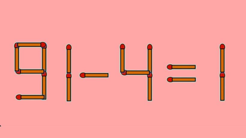 Test IQ exclusiv pentru genii | Corectați 91 – 4 = 1, mutând un singur chibrit