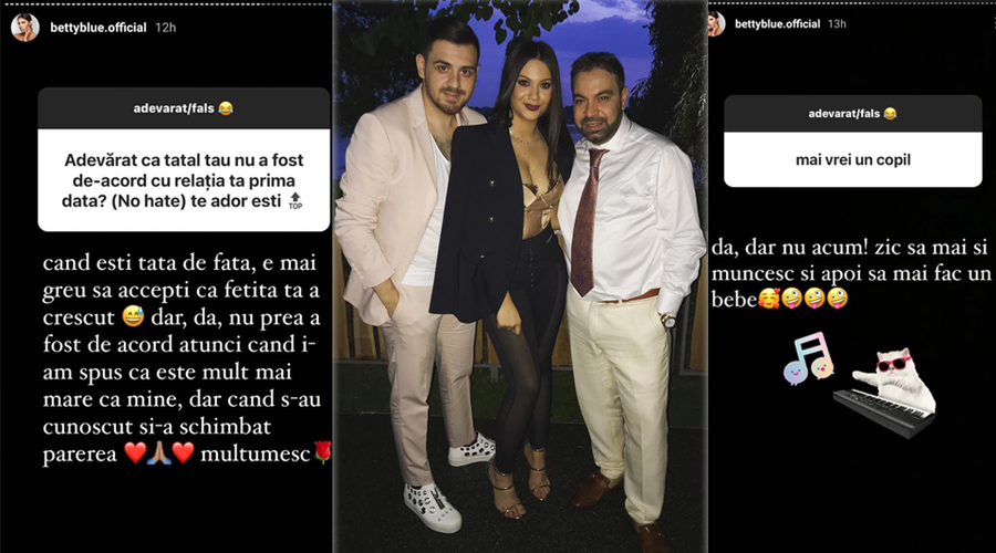 Betty Blue a dezvăluit informații neștiute despre relația dintre tatăl și soțul ei © Instagram Stories & Facebook.