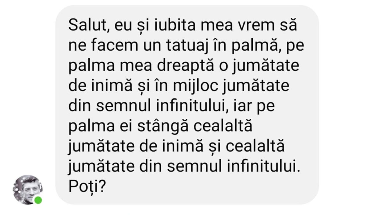 BANC | "Eu și iubita mea vrem să ne facem un tatuaj în palmă"