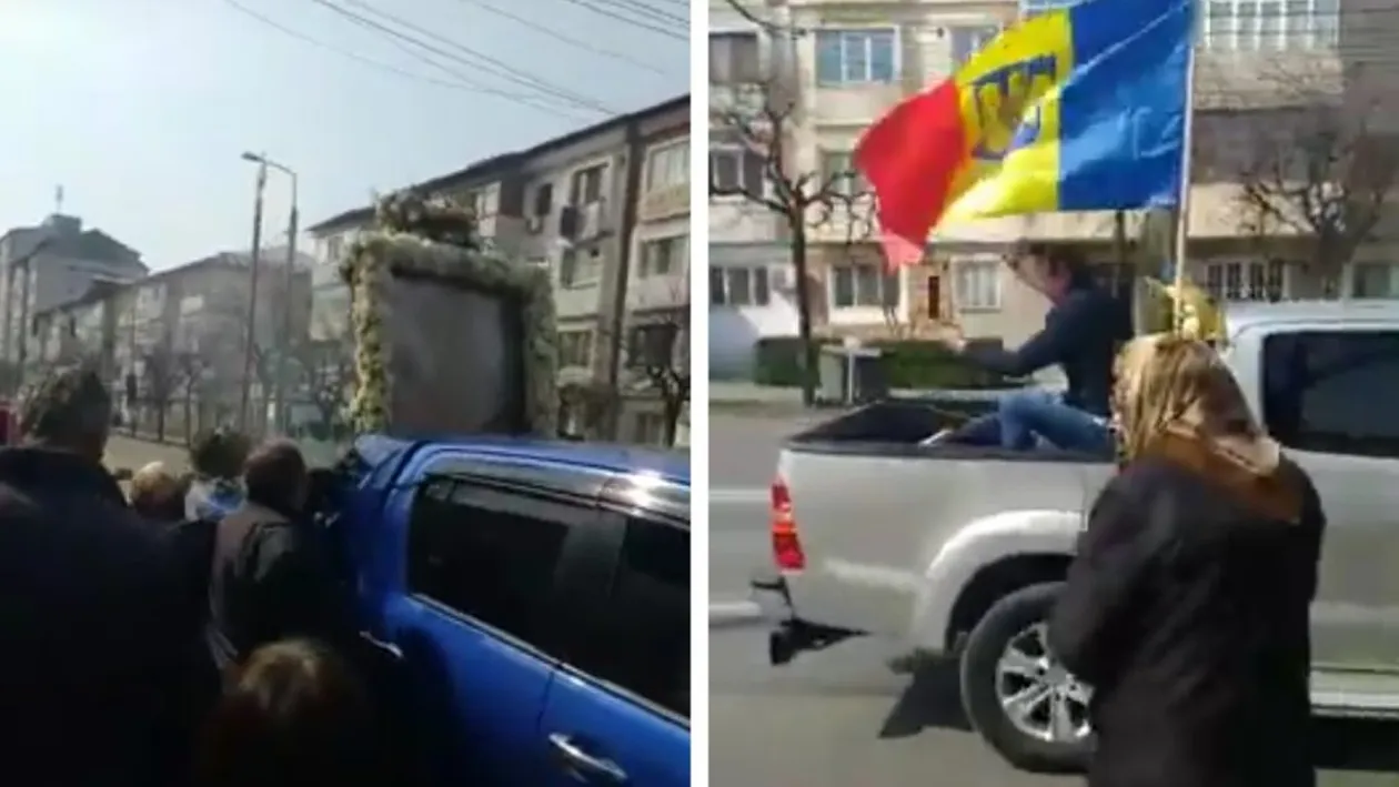 Imagini de film pe străzile din Focșani. Icoana Făcătoare de Minuni de la Dălhăuţi, plimbată pe străzile orașului pentru combaterea coronavirusului