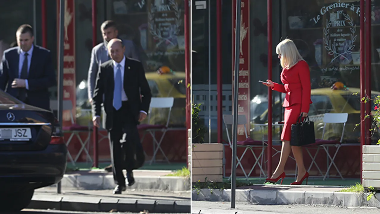 IMAGINI EXCLUSIVE. Scos ca din cutie, Traian Băsescu a avut o întâlnire ca pe vremuri. Preşedintele a luat un prânz intim cu ”Lady in red”! Cei doi au părăsit restaurantul separat: mai întâi fostul şef al statului, apoi doamna…