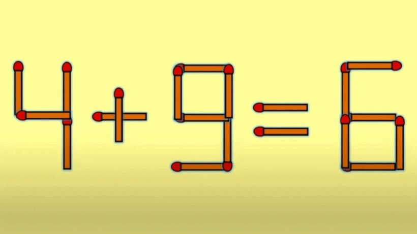 Test IQ cu bețe de chibrit | Mută unul singur pentru a rezolva ecuația 4+9=6