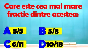 Testul IQ la care și geniile greșesc | Ce număr e cel mai mare: 3/5, 5/8, 6/11 sau 10/18?