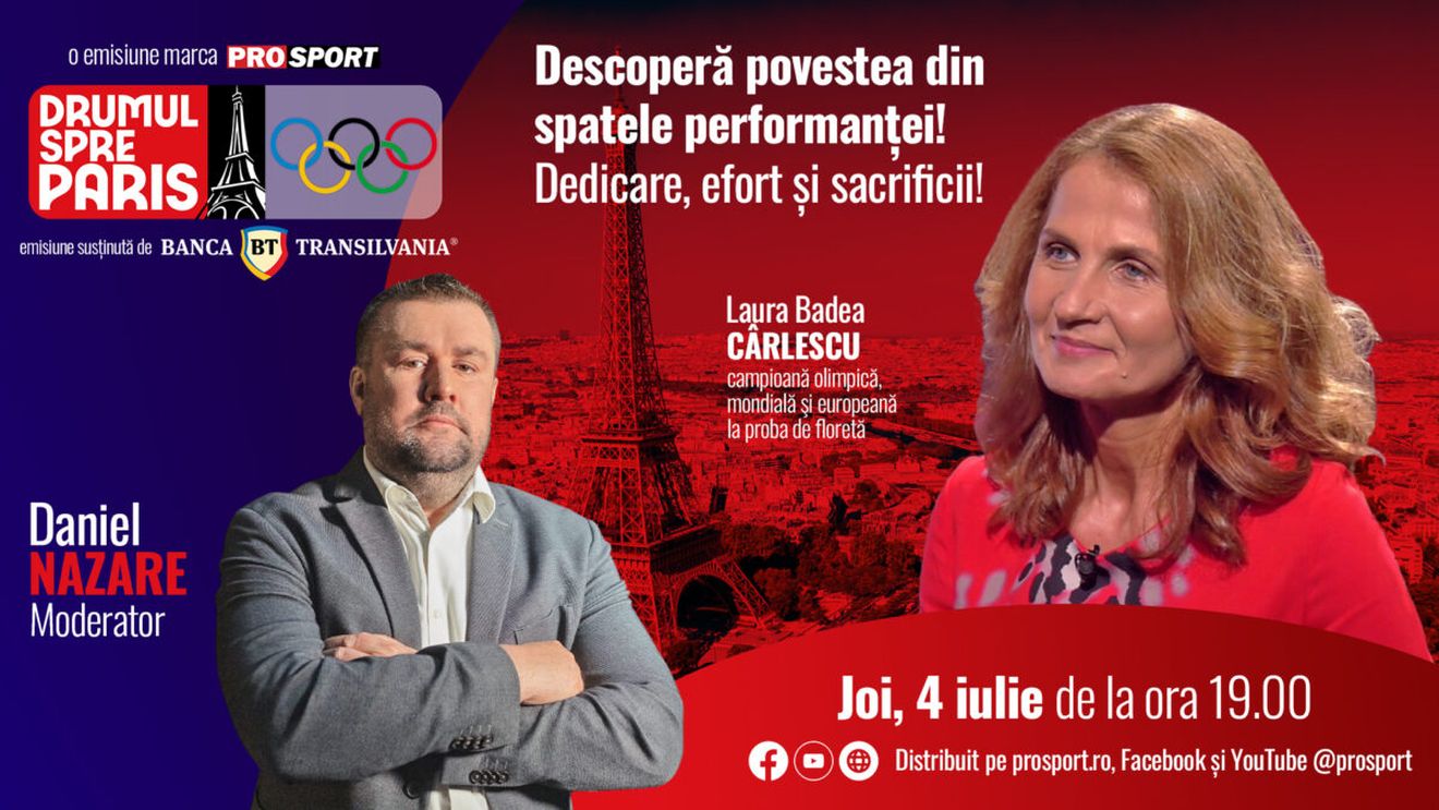Laura Badea-Cârlescu, campioană olimpică, mondială şi europeană la proba de floretă, invitata emisiunii ,,Drumul spre Paris’’ de joi, 4  iulie, de la ora 19:00