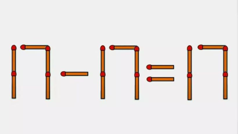 Test IQ | Mută 1 singur băț pentru a corecta 17 – 17 = 17