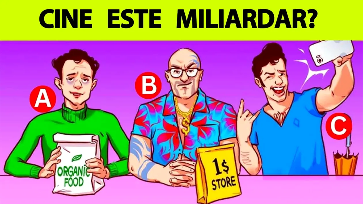 Test IQ exclusiv pentru genii | Care dintre acești 3 bărbați este miliardar?
