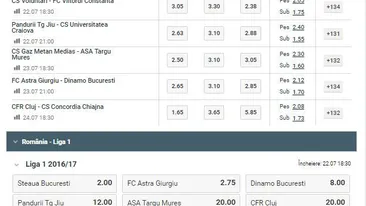 (P) Pariuri speciale pe Etapa 1 şi Liga 1