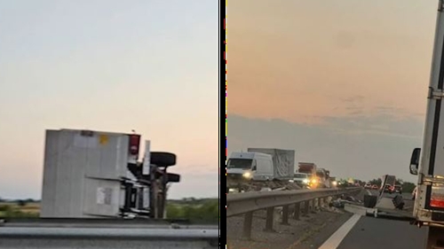 Accident terifiant pe A1! Un șofer a murit, după ce a intrat cu duba în glisiere