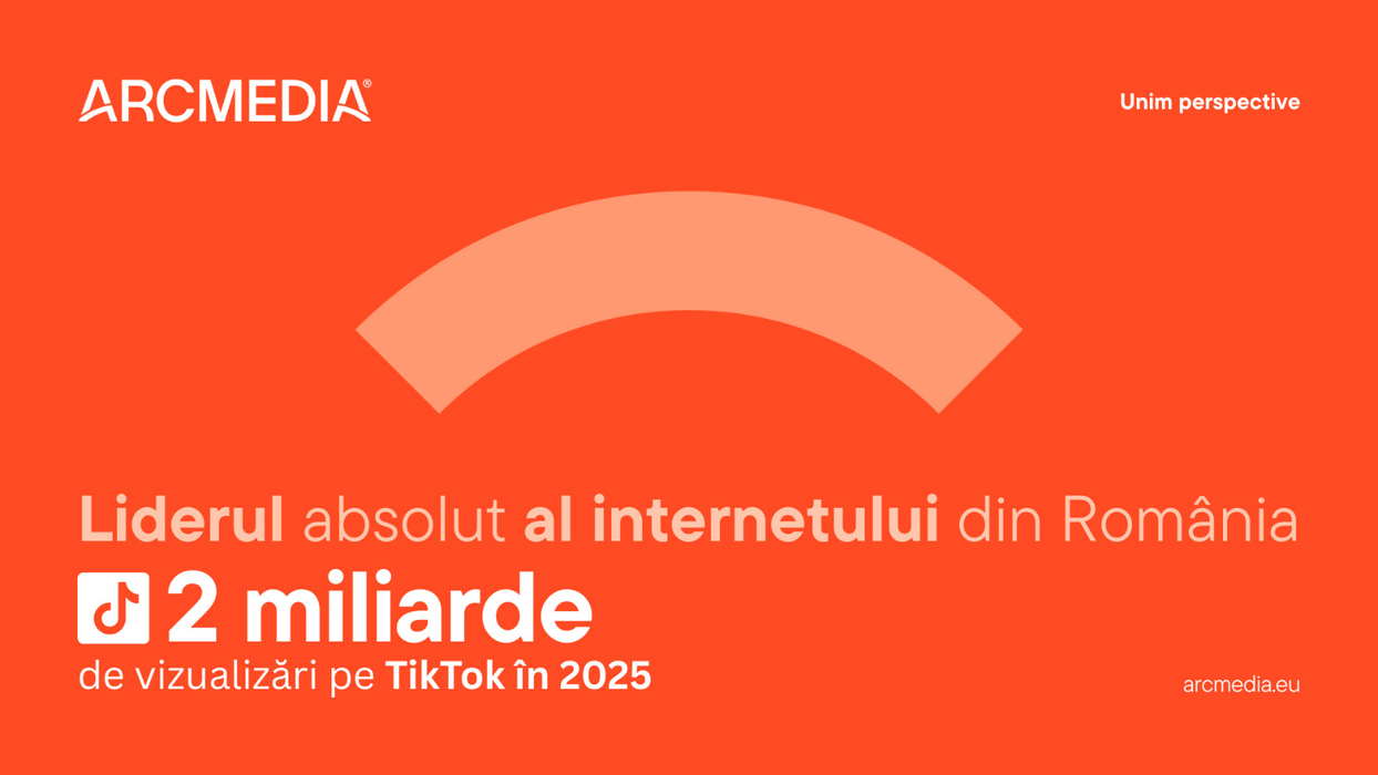 ARCMEDIA conduce detașat clasamentul grupurilor de presă la nivel national începând cu luna decembrie și este liderul absolut al internetului din România cu peste 8.7 miliarde de vizualizări pe rețelele sociale în 2025