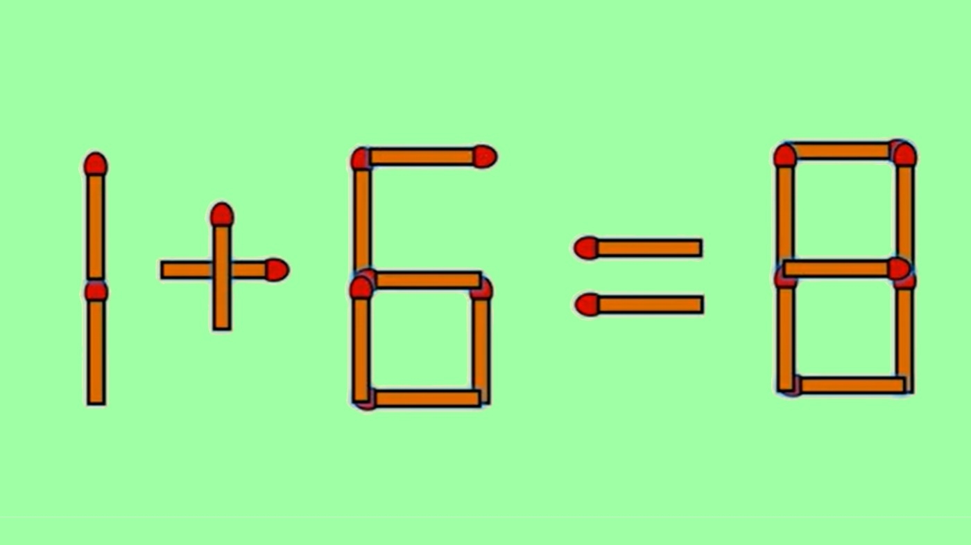Test de inteligență | 1 + 6 = 8 este greșit. Corectați egalitatea mutând un singur chibrit