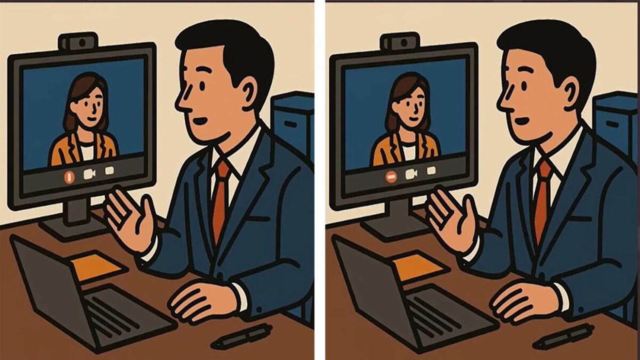 Test de perspicacitate | Depistați toate cele 3 diferențe dintre acești doi corporatiști aflați în meeting