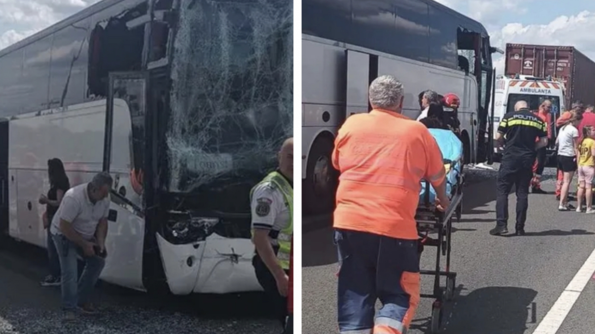 Plan Roșu pe Autostrada Soarelui. Un autocar cu 60 de pasageri s-a ciocnit cu un TIR