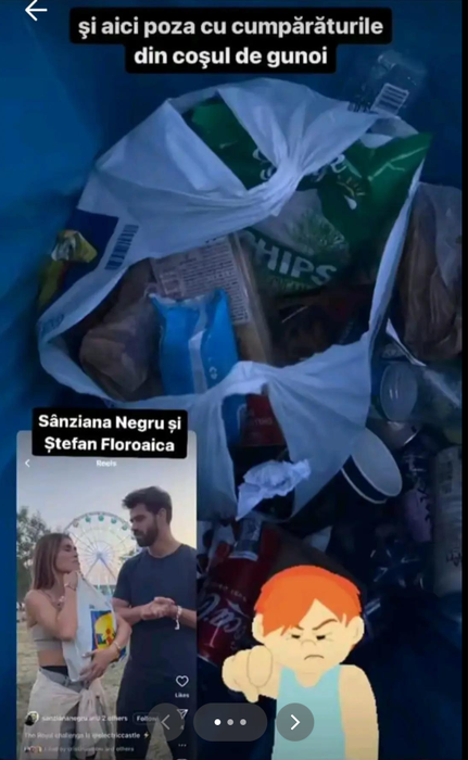Sânziana Negru și Ștefan Floroaica au aruncat produse Lidl la gunoi, după ce le-au promovat/ Sursa foto: TikTok