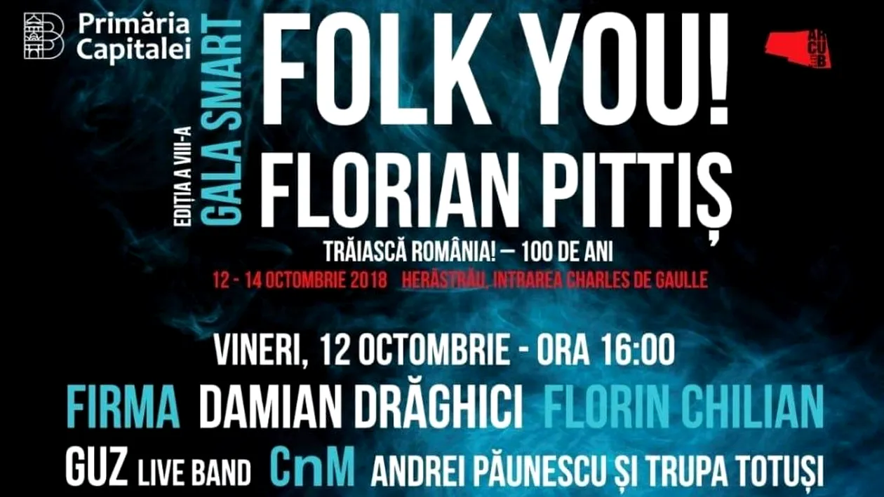 În acest weekend are loc „Gala Smart Folk You! Florian Pittiş”, în parcul Herăstrău! Programul complet
