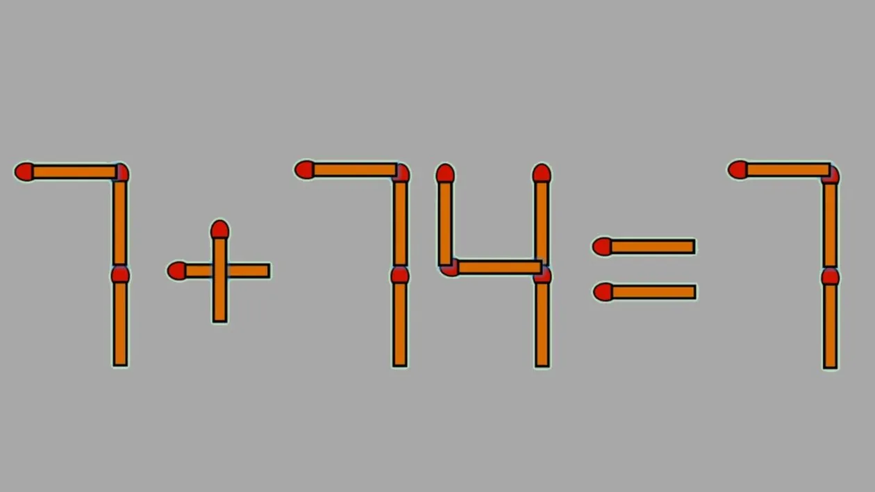 Test IQ exclusiv pentru genii | Corectați 7 + 74 = 7, mutând un singur băț de chibrit