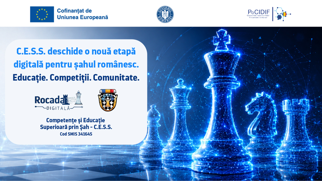 (P) Federația Română de Șah dă startul implementării C.E.S.S., proiectul care aduce noi soluții digitale pentru educație și șah