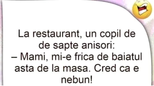 BANC | La restaurant, un copil de 7 anişori: Mami, mi-e frică