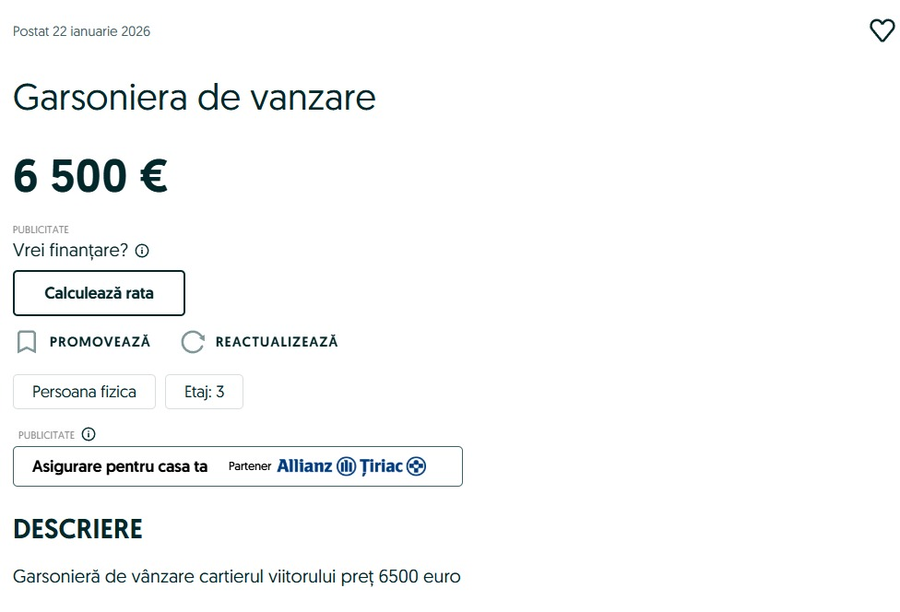 Garsonieră la doar 6.500 de euro. Orașul din România în care o poți cumpăra 