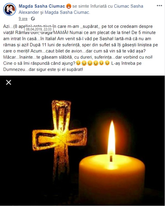 Doliu în showbiz-ul din România. Magda Ciumac a făcut anunțul morții: “După 11 luni de suferintă, sper să îți găsesti liniștea”
