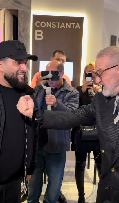 Tzancă Uraganu și Gigi Becali au făcut skandenberg în public, în cel mai scurt meci pe care l-ai văzut/ sursă foto: TikTok