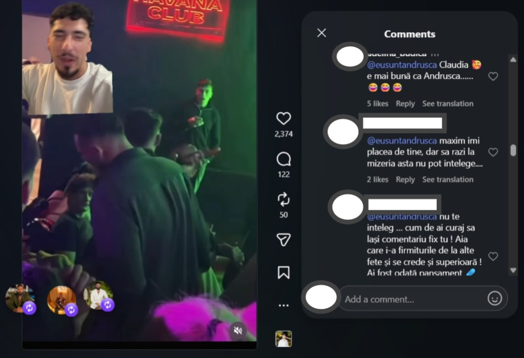 Cum a reacționat Andrușca după ce Claudia Ion l-a lovit pe Eduard Vlădescu. Iubita lui Mocăniță a încercat un atac la fosta, dar a ricoșat imediat!