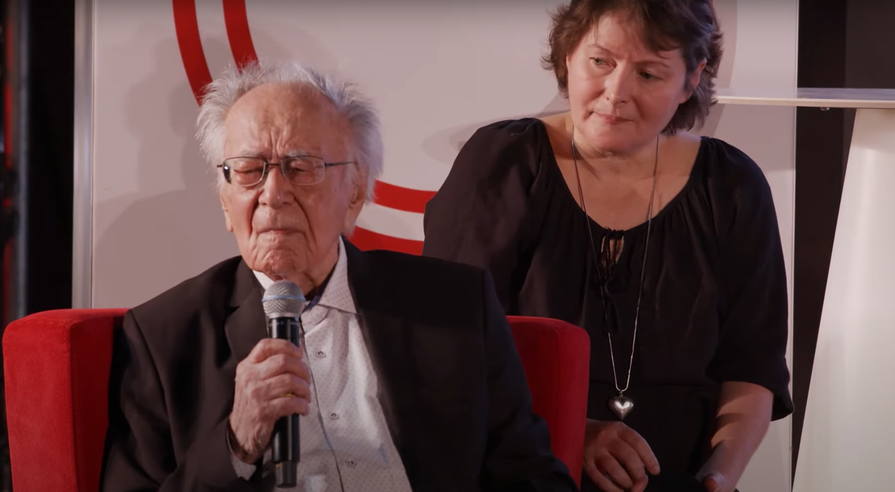 Mihai Șora și soția lui, Luiza Palanciuc. Sursă foto: Captură video
