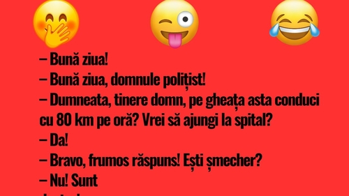 BANC | Polițistul și șoferul care se grăbea pe gheață