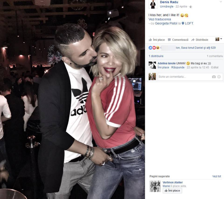 La scurt timp după ce Alin Cocoş s-a "refugiat" în braţele Monicăi Orlanda, Gina a postat această fotografie în care prietenul ei, Denis Radu, o sărută cu patos. Imediat, toată lumea s-a întrebat dacă între cei doi este vorba despre o poveste de dragoste.