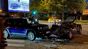 Grav accident în București! Un Ferrari și un Mitsubishi s-au făcut praf! IMAGINI EXCLUSIVE