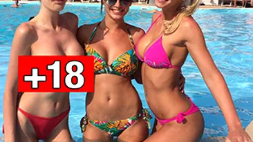 Accident XXX la piscina! O faimoasa blonda din Romania a ramas cu sanii pe afara