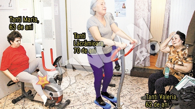 Pensionarele din Suceava au descoperit sala de gimnastica. Atentie, pedaleaza bunica!
