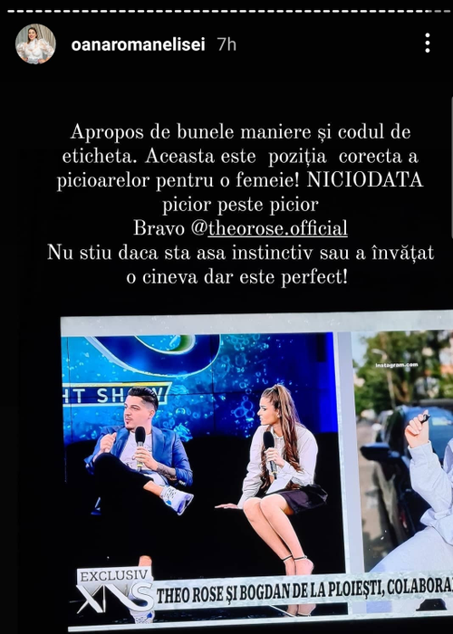 Oana Roman, de râsul internauților după ce a dat o lecție de bune maniere. Ce a spus despre Theo Rose: „Nu știu dacă așa a învățat-o cineva”