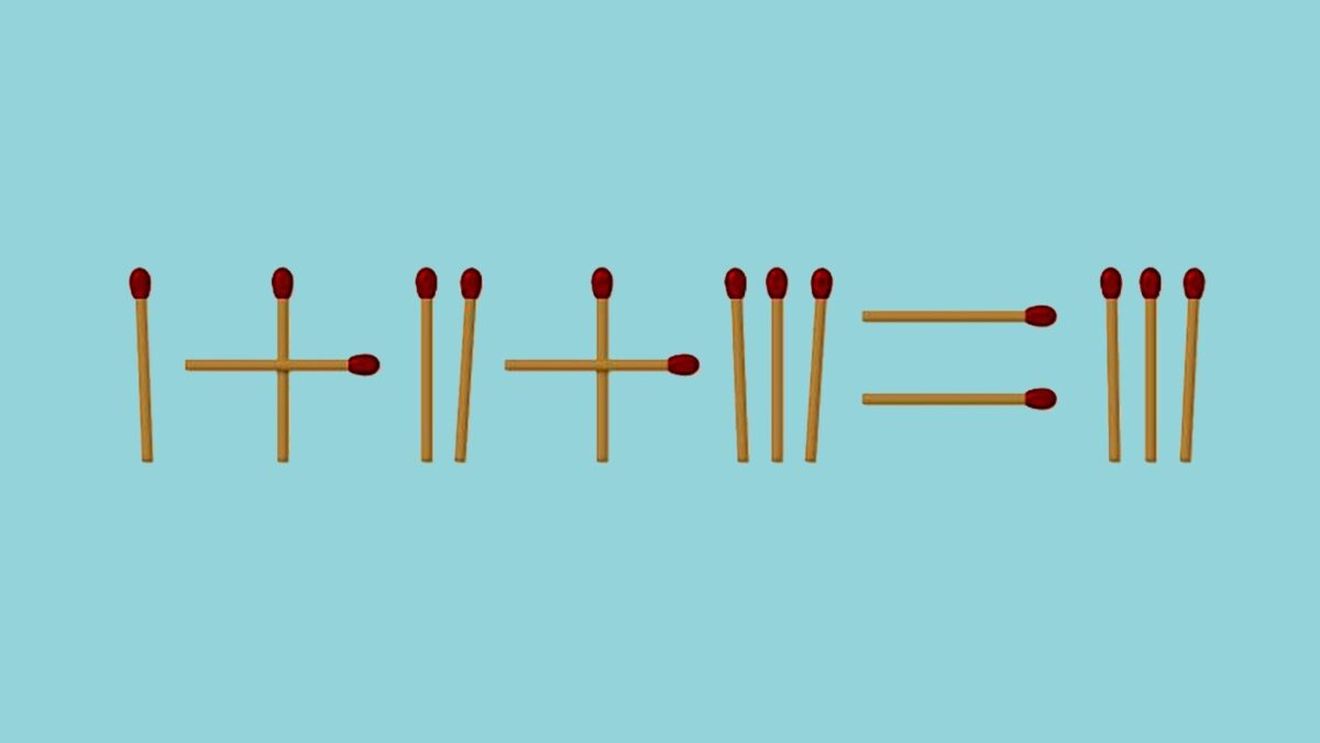 TEST IQ | Corectați I+II+III=III, mutați un singur băț de chibrit