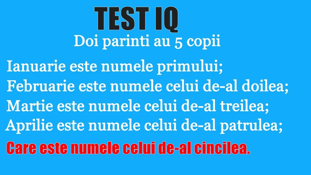 TEST IQ | Care este numele celui de-al cincilea copil? Răspunsul pare simplu, dar nu este