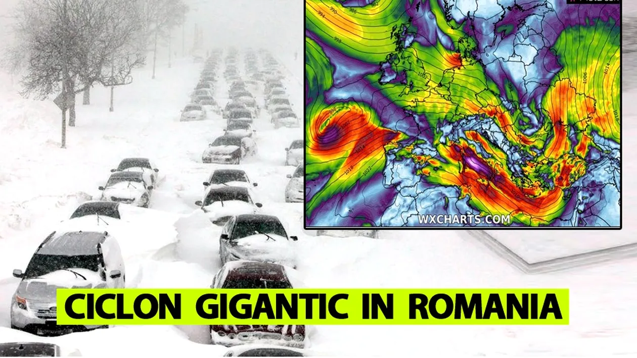 ANM, în alertă! Un ciclon mediteranean gigantic ajunge în România. Sunt anunțate ninsori viscolite și temperaturi foarte mici