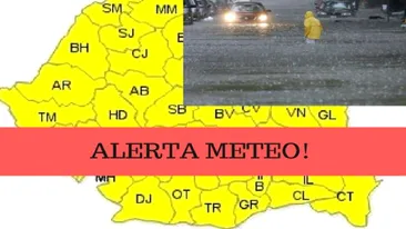 ALERTĂ METEO! Cod galben de furtuni în mai multe judeţe din ţară