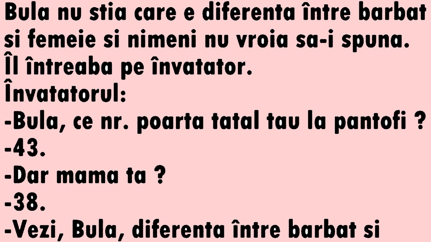 BANC | Bulă și diferența dintre bărbați și femei