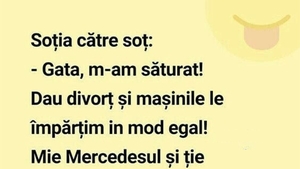 BANC | Soția către soț: "Gata, m-am săturat! Dau divorț"
