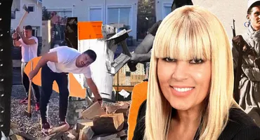Elena Udrea îl “antrenează” ca în “Legiunea străină” pe fostul manechin. Nici lemnele nu îi „rezistă” lui Adrian Alexandrov