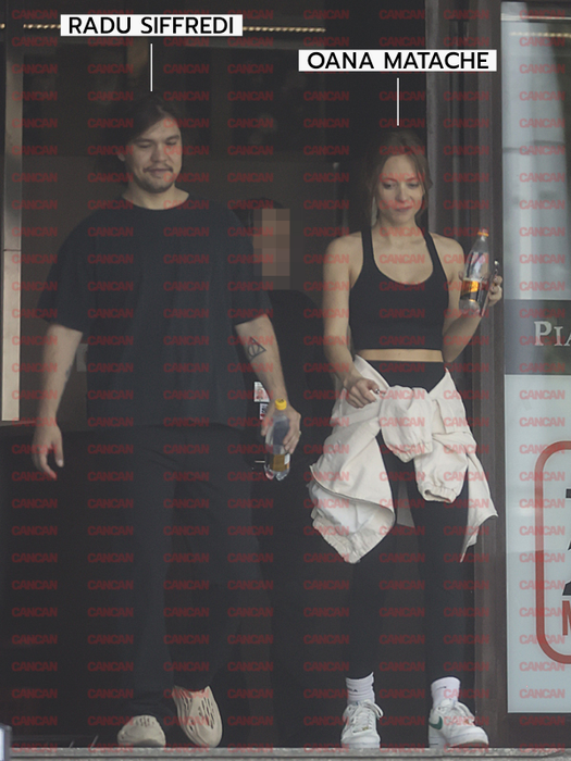Oana și Radu ies din supermarket, cu sucurile în mână (Foto: CANCAN.RO)
