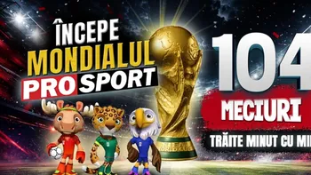 CM 2026 Începe Mondialul ProSport! 104 meciuri trăite minut cu minut și analizate de fotbaliști și antrenori de top, 44 de zile cu materiale de colecție, eroi și povești de neuitat într-o experiență integrată unică pe piața media din România!