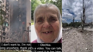 Dialogul emoționant dintre o bătrânică și un soldat ucrainean în Donețk, regiunea bombardată de ruși. Femeia a refuzat vehement să plece dintr-un oraș transformat în ruine