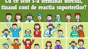 Test de logică pentru genii | Cu ce scor s-a terminat meciul, judecând după reacția suporterilor din imagine?