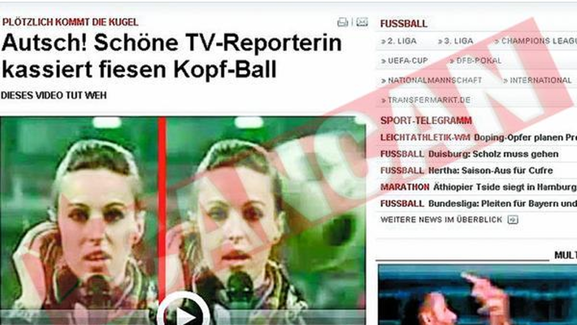 A ajuns vedeta in "Bild" dupa ce a luat o minge in cap