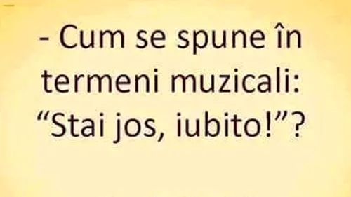 BANC | Cum se spune în termeni muzicali: Stai jos, iubito!?