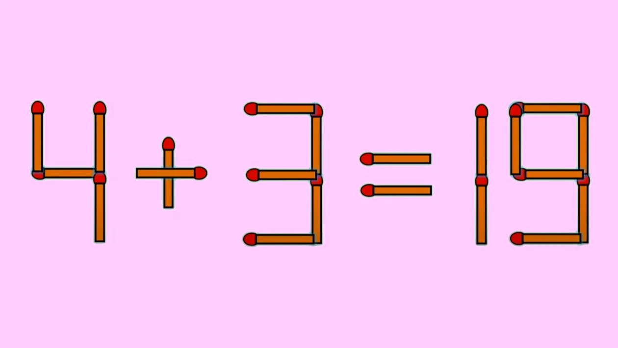 Test IQ exclusiv pentru genii | Corectați 4 + 3 = 19, mutând un singut chibrit