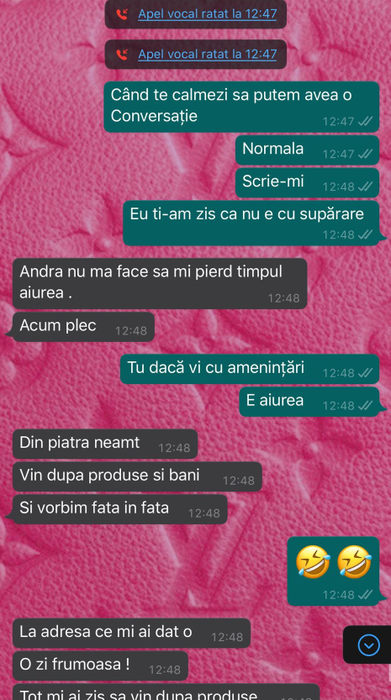 Conversația dintre Andra Voloș și tânăra care o acuză că nu a respectat barterul /  Sursă foto: CANCAN