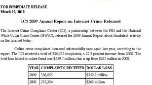 Potrivit FBI, fraudele online in Statele Unite s-au dublat fata de 2008