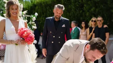 Cum a „luat-o la mișto” Dani Oțil pe proaspăta soție, chiar la dansul mirilor. Mesajul amuzant pe care l-a transmis: „Așa e la început...”