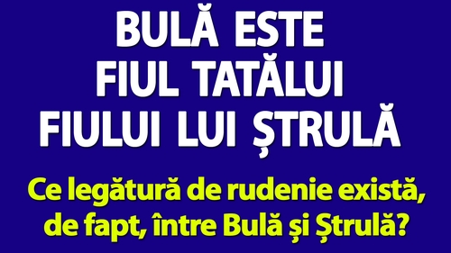 Test de logică | Bulă este fiul tatălui fiului lui Ștrulă. Ce legătură de rudenie există, de fapt, între Bulă și Ștrulă?